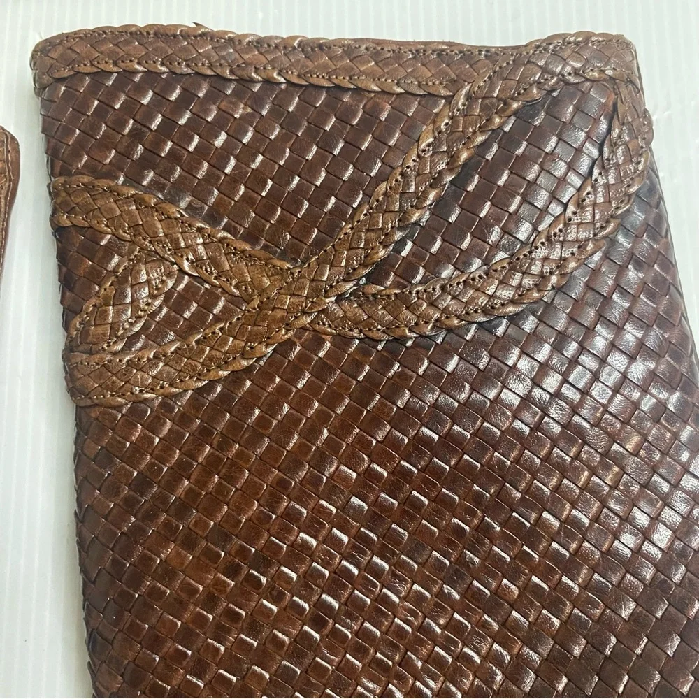Sesto Meucci Woven Brown Leather Mid-Calf Women’s Boots Size 7M - Picture 6 of 13